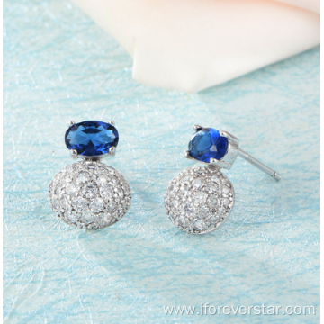 hot sale Sapphire CZ 925 silver earring women
